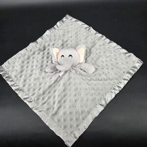 Pro Goleem Grey Elephant Baby Security Blanket Minky Dot Satin Lovey 16x16